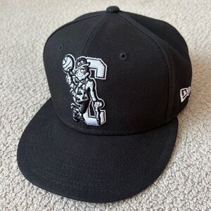 New Era Boston Celtics 59FIFTY Back Half Black White Fitted Hat Cap NBA 7 1/4